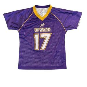 UPWARD Reversible Football Jersey Youth Small‎ Purple White Short Sleeves V-Neck